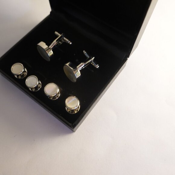 Mother of Pearl Tuxedo Cufflinks and Shirt Studs - Picture 1 of 3